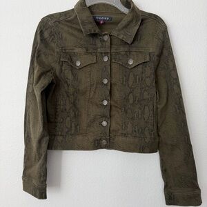 Vigoss Jeans Patterned Green Jacket Sz S